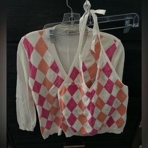 Sweater set. Cardigan and halter top. Sold as set.